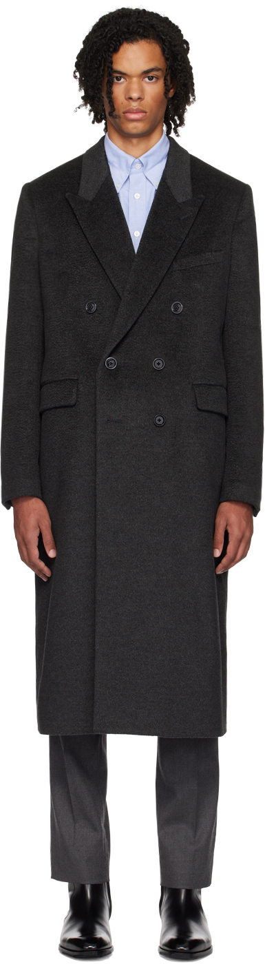 Shop Lardini Black Virgin Wool & Alpaca Coat In 930