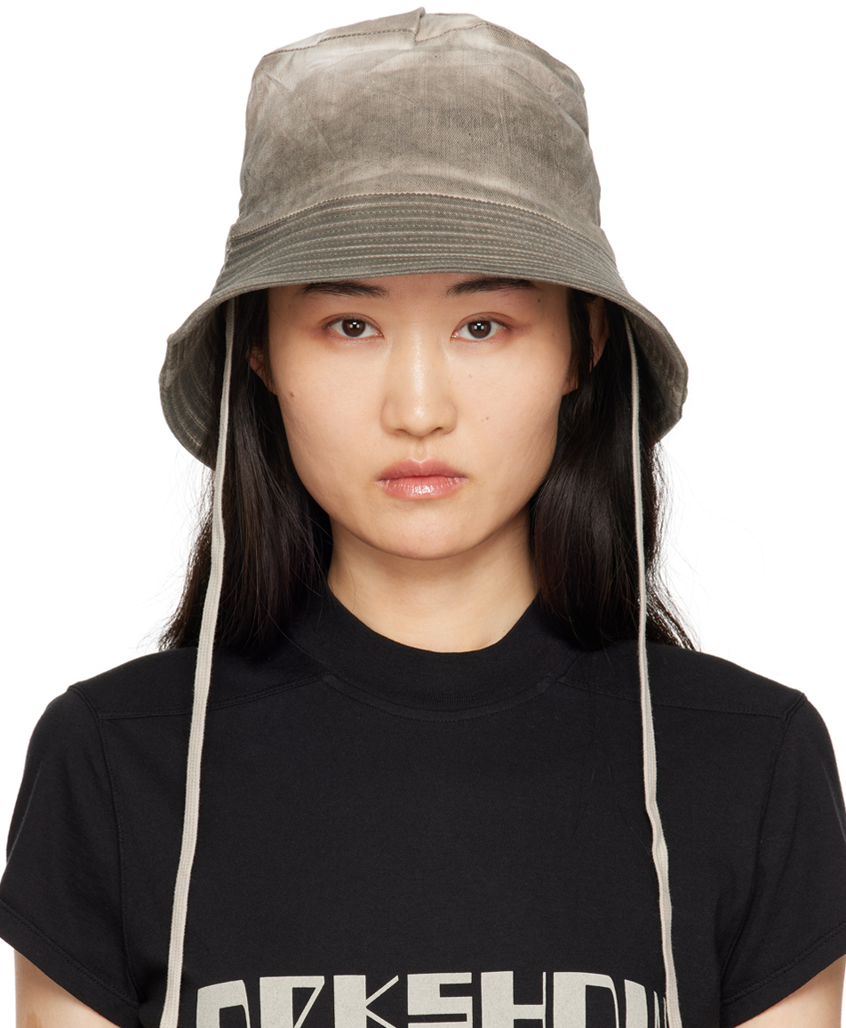 Shop Rick Owens Drkshdw Gray Foil Stretch Denim Gilligan Hat In 34 Dust