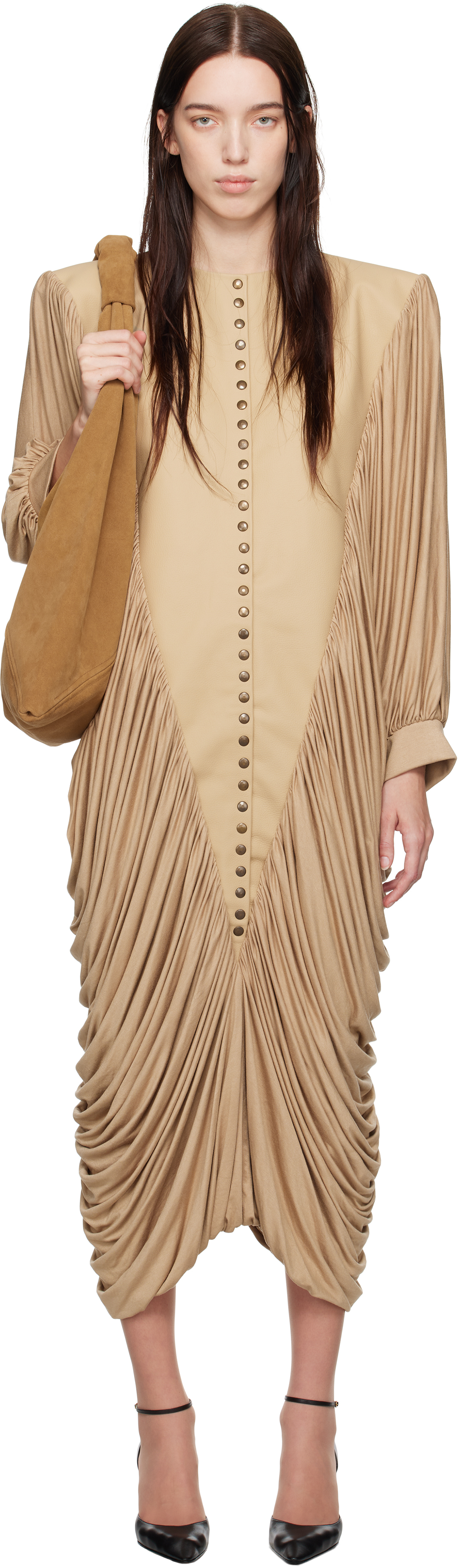 Beige Gemma Midi Dress