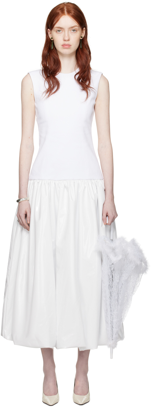 Shop Nicklas Skovgaard Ssense Exclusive White Audrey Maxi Dress In White Denim/white Vi