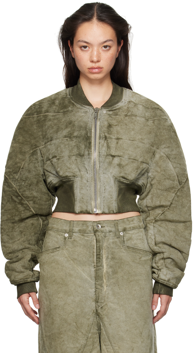 Shop Rick Owens Drkshdw Khaki Porterville Collage Bomber Jacket In 85 Sage