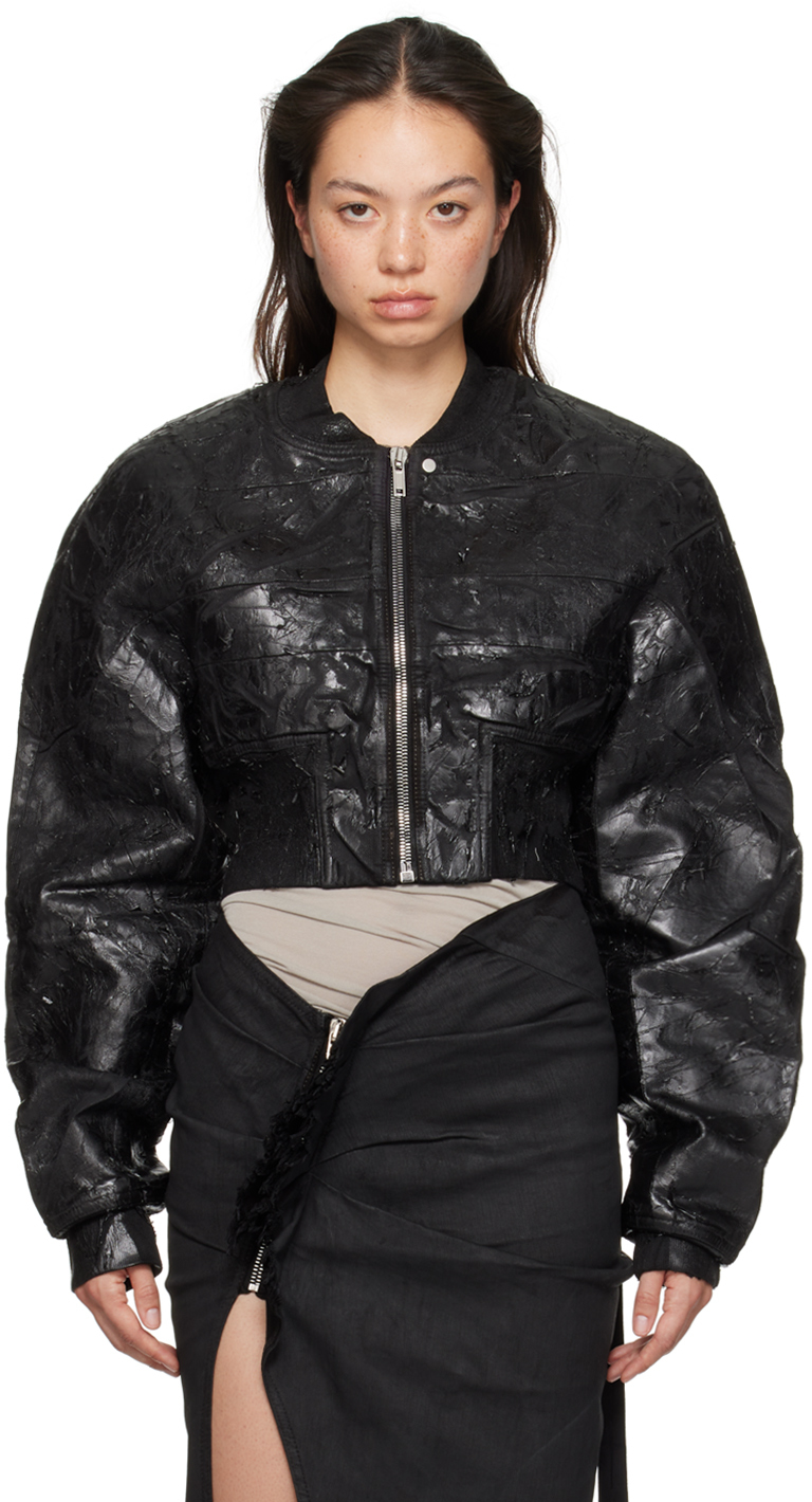 Black Collage Denim Bomber Jacket