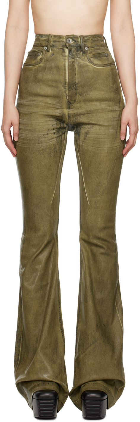 Shop Rick Owens Drkshdw Green Porterville Bolan Bootcut Jeans In 85 Sage