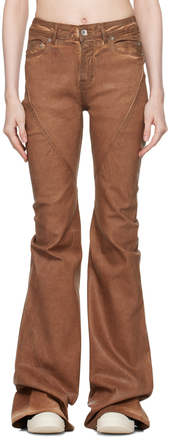 Shop Rick Owens Drkshdw Brown Porterville Bias Bootcut Jeans In 83 Terra