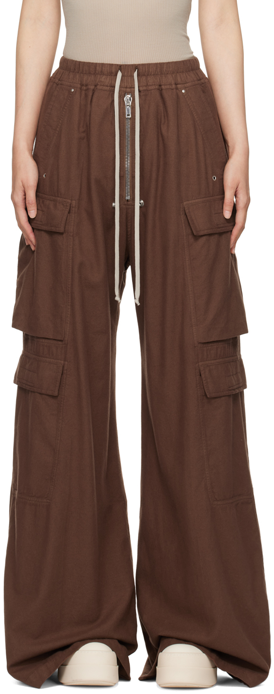 Shop Rick Owens Drkshdw Brown Porterville Double Cargo Jumbo Bela Trousers In 83 Terra