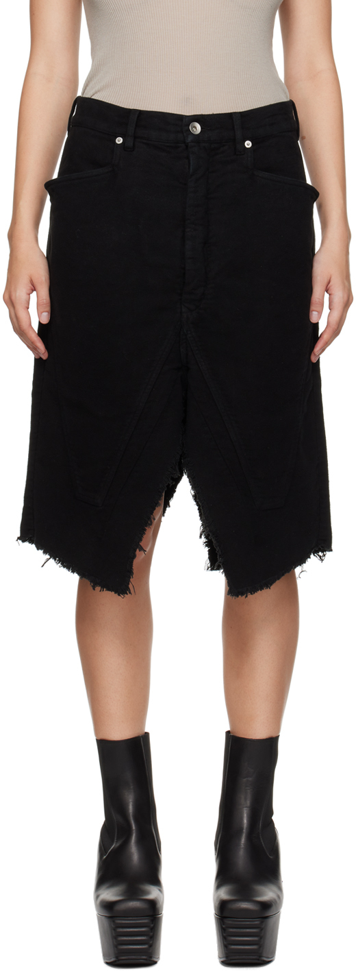 Shop Rick Owens Drkshdw Black Slivered Midi Skirt In 09 Black