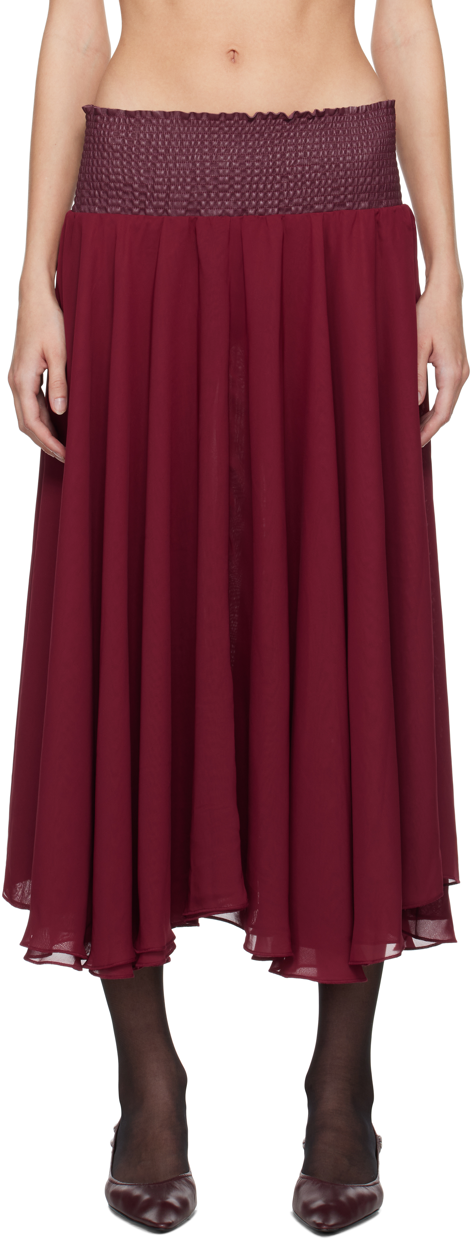 Burgundy Iris Midi Skirt