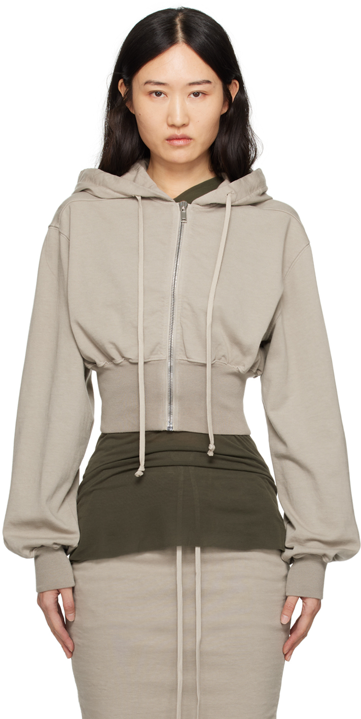 Shop Rick Owens Drkshdw Off-white Porterville Tatlin Zipped Hoodie In 08 Pearl