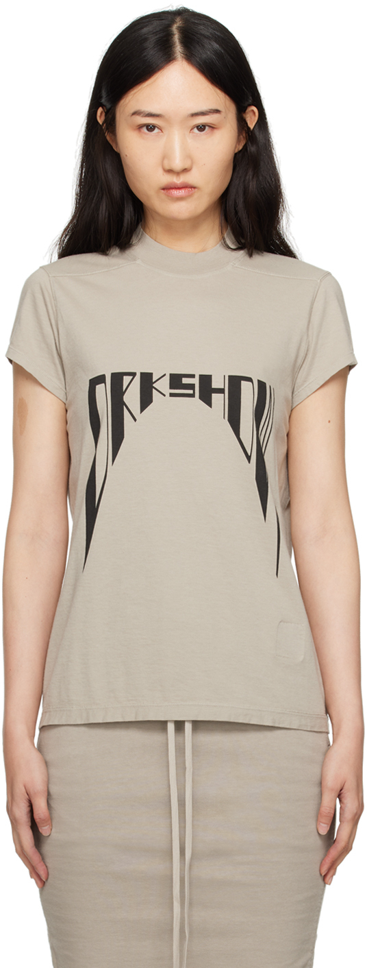 Shop Rick Owens Drkshdw Off-white Porterville Small Level T-shirt In 809 Pearl/black