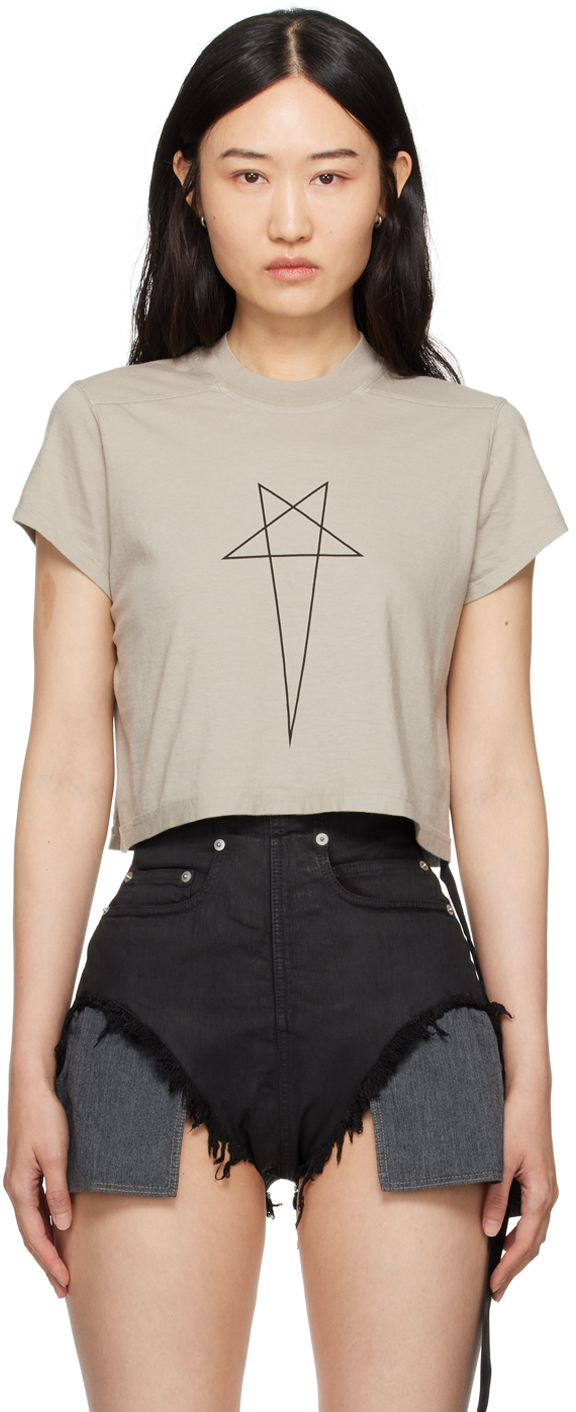 RICK OWENS DRKSHDW OFF-WHITE PORTERVILLE CROPPED SMALL LEVEL T-SHIRT 