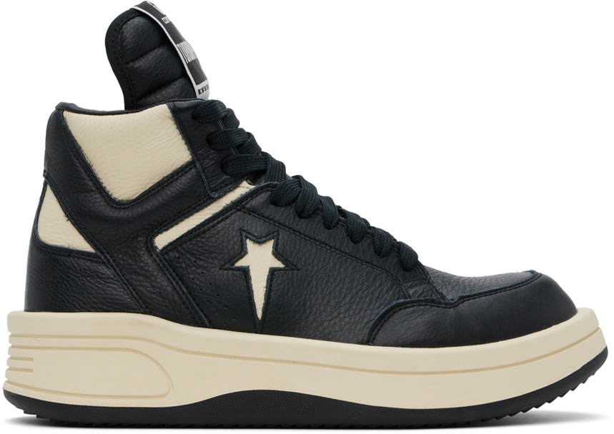 Shop Rick Owens Drkshdw Black Converse Edition Turbowpn Mid Sneakers In 0921 Black/natural