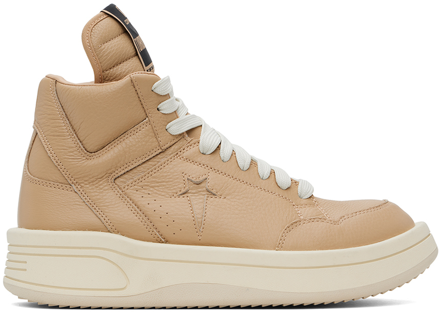 Rick Owens Drkshdw Tan Converse Edition Turbowpn Mid Trainers In 193 Cave