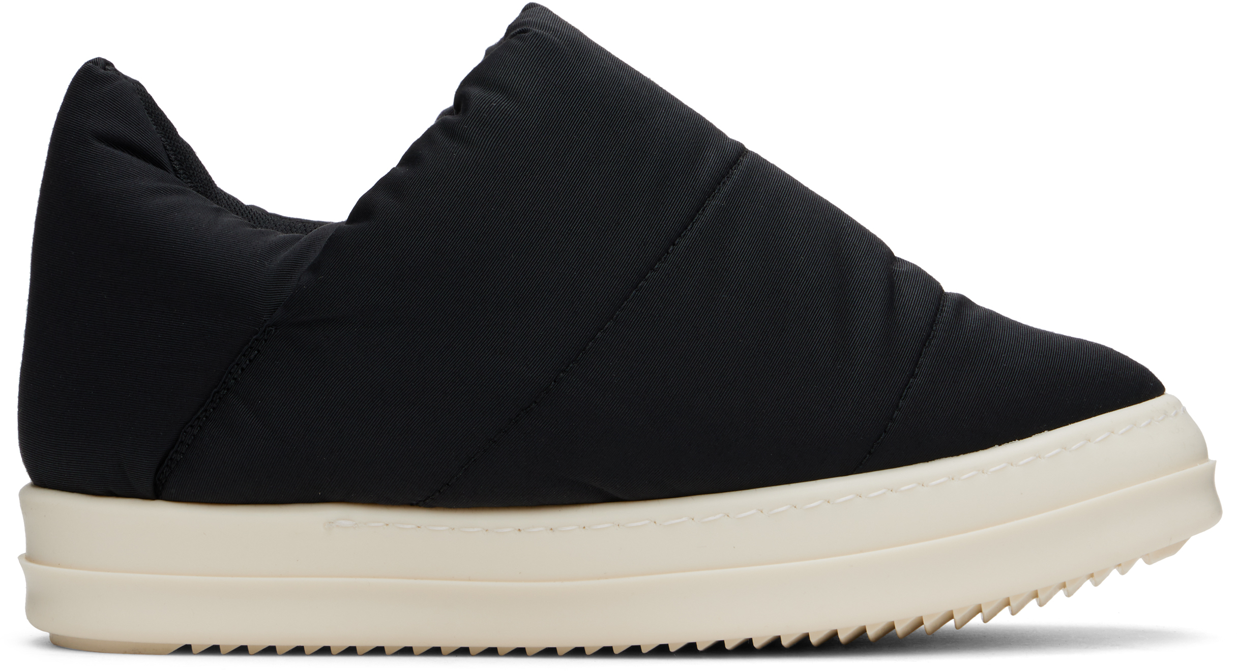 Rick Owens Drkshdw Black Porterville Puffer Slip On Sneakers In 91 Black/milk