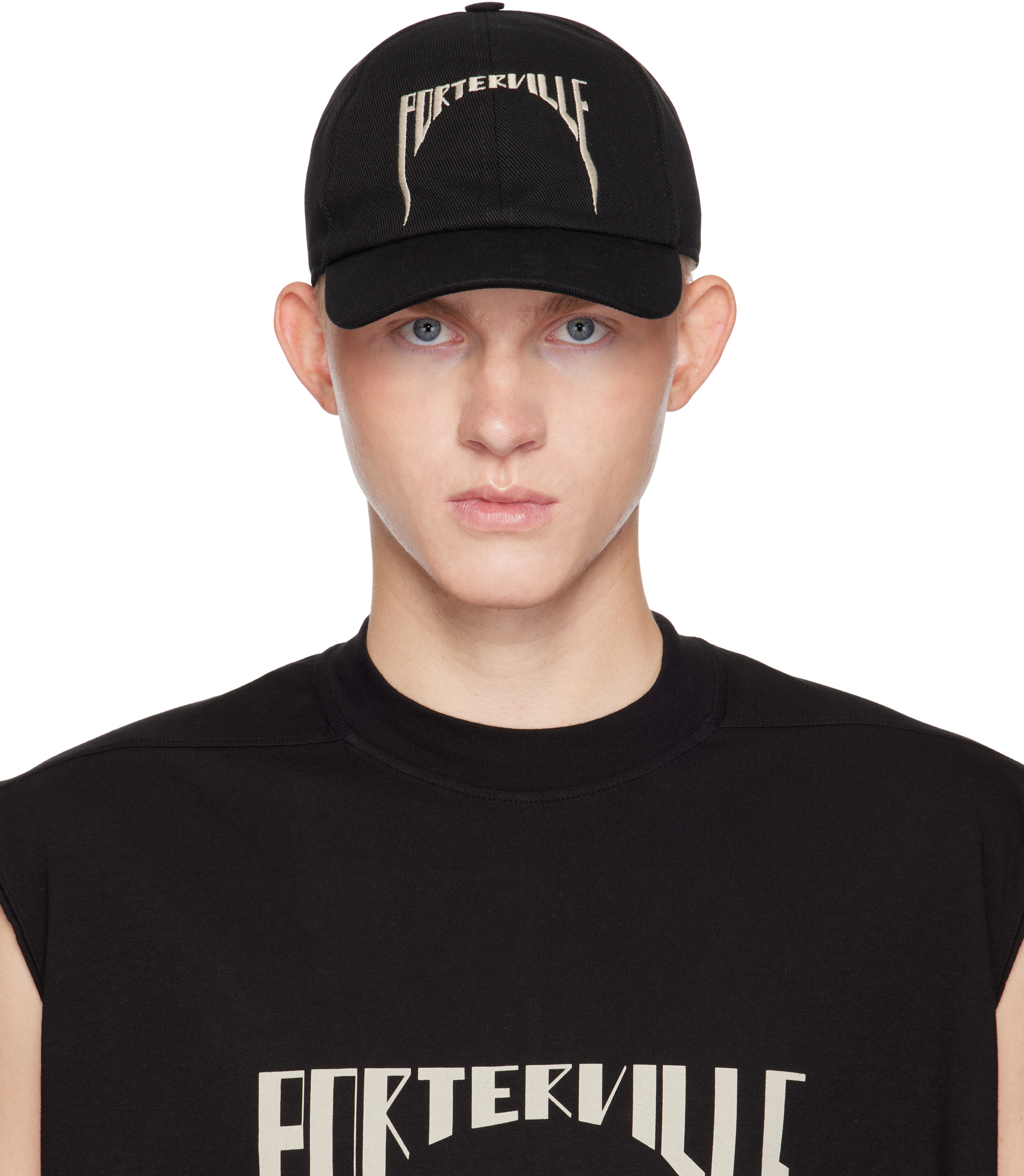 Rick Owens Drkshdw Black Porterville Baseball Cap In 0908 Black/pearl