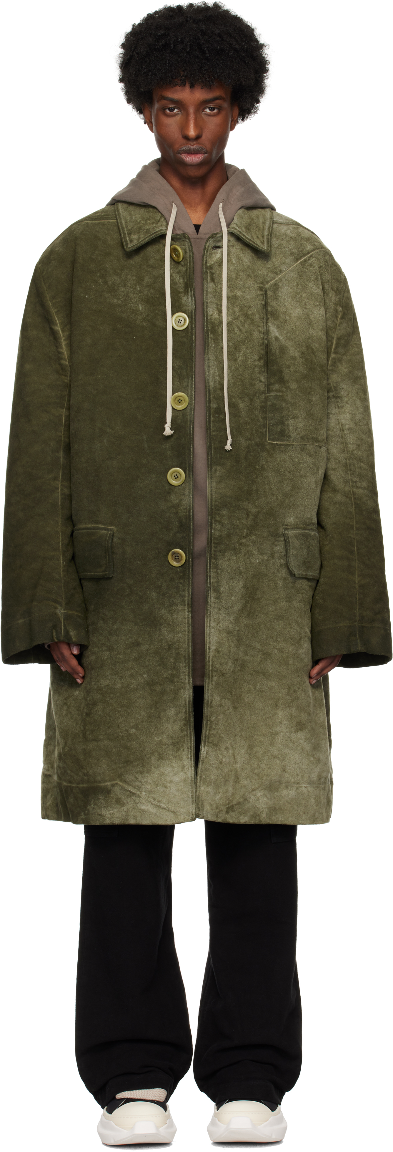 RICK OWENS DRKSHDW KHAKI PORTERVILLE JUMBO MAC COAT 