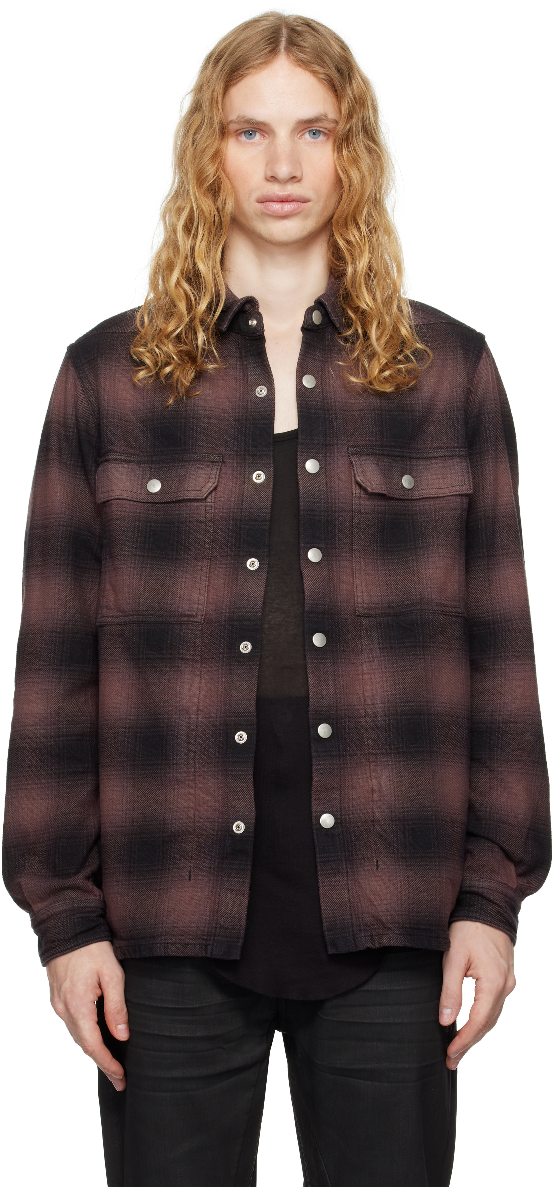 Shop Rick Owens Drkshdw Brown Porterville Outershirt Jacket In 83p Terra Plaid