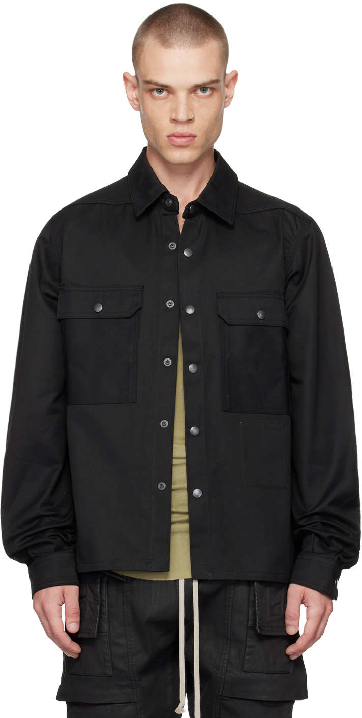 Shop Rick Owens Drkshdw Black Pocket Denim Shirt In 09 Black