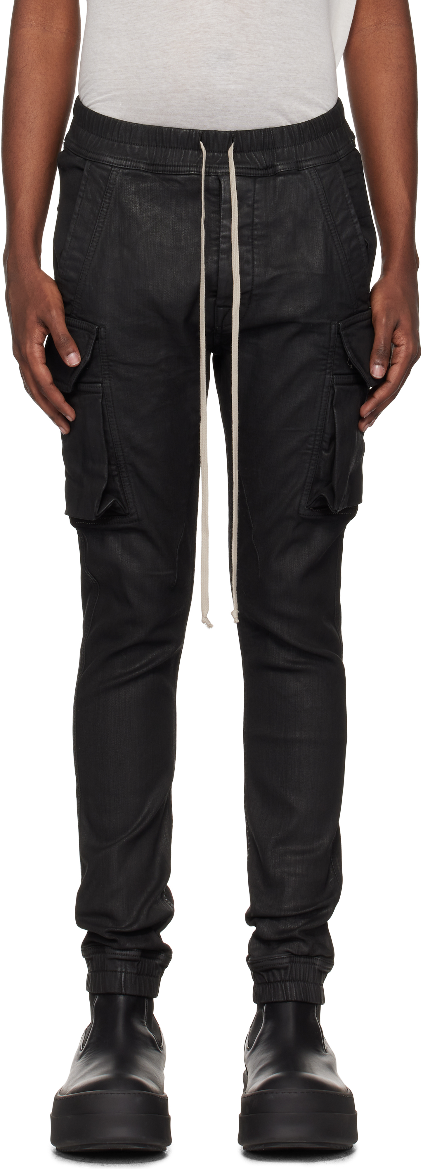 Rick Owens Drkshdw Black Porterville Mastodon Cut Jeans In 99 Black/black