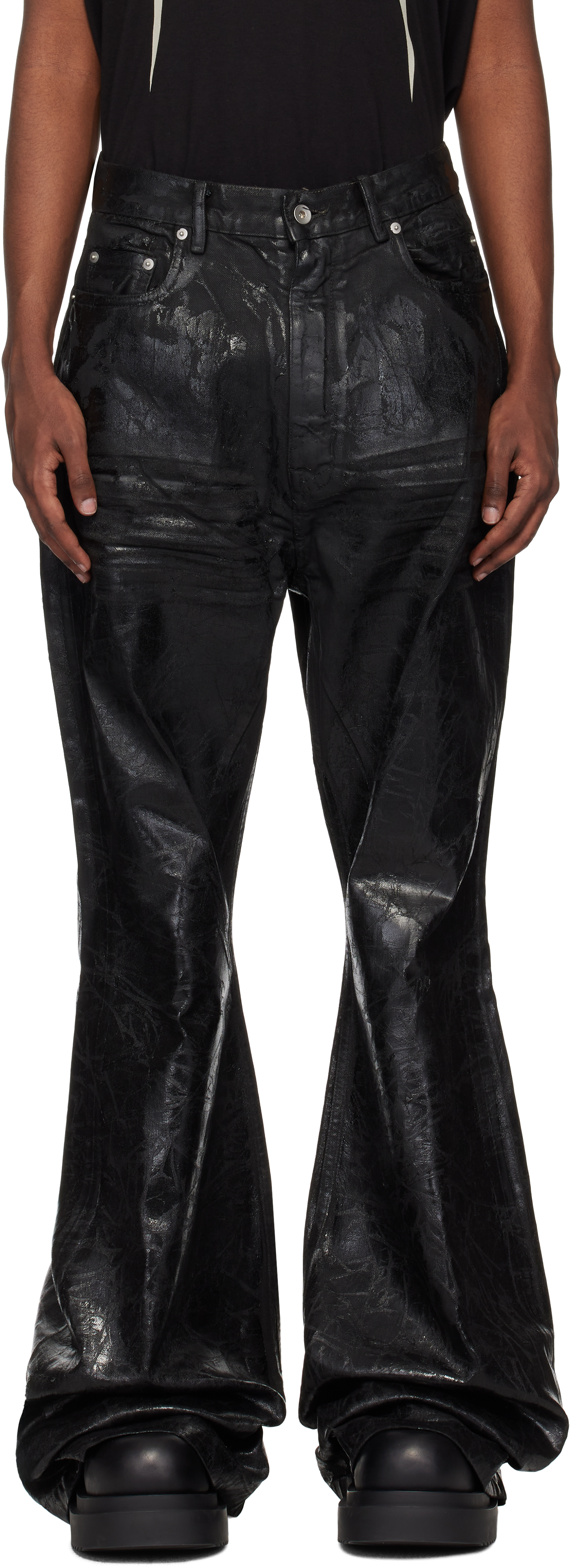 Rick Owens Drkshdw Black Porterville Bolan Bootcut Trousers In 09 Black