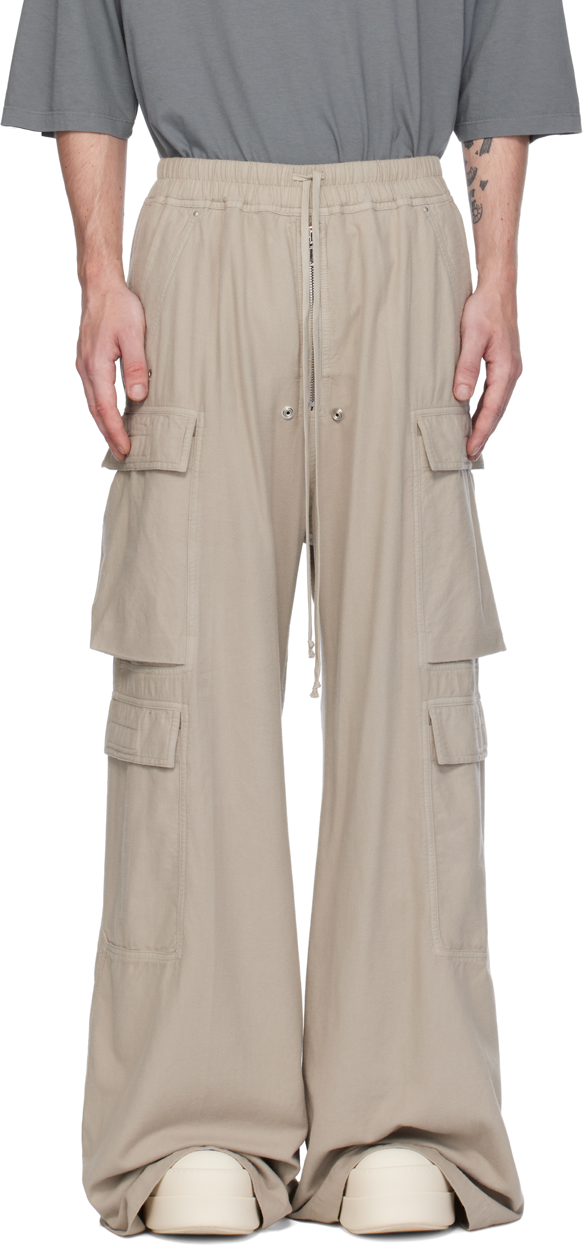 Shop Rick Owens Drkshdw Off-white Porterville Double Jumbo Belas Cargo Pants In 08 Pearl