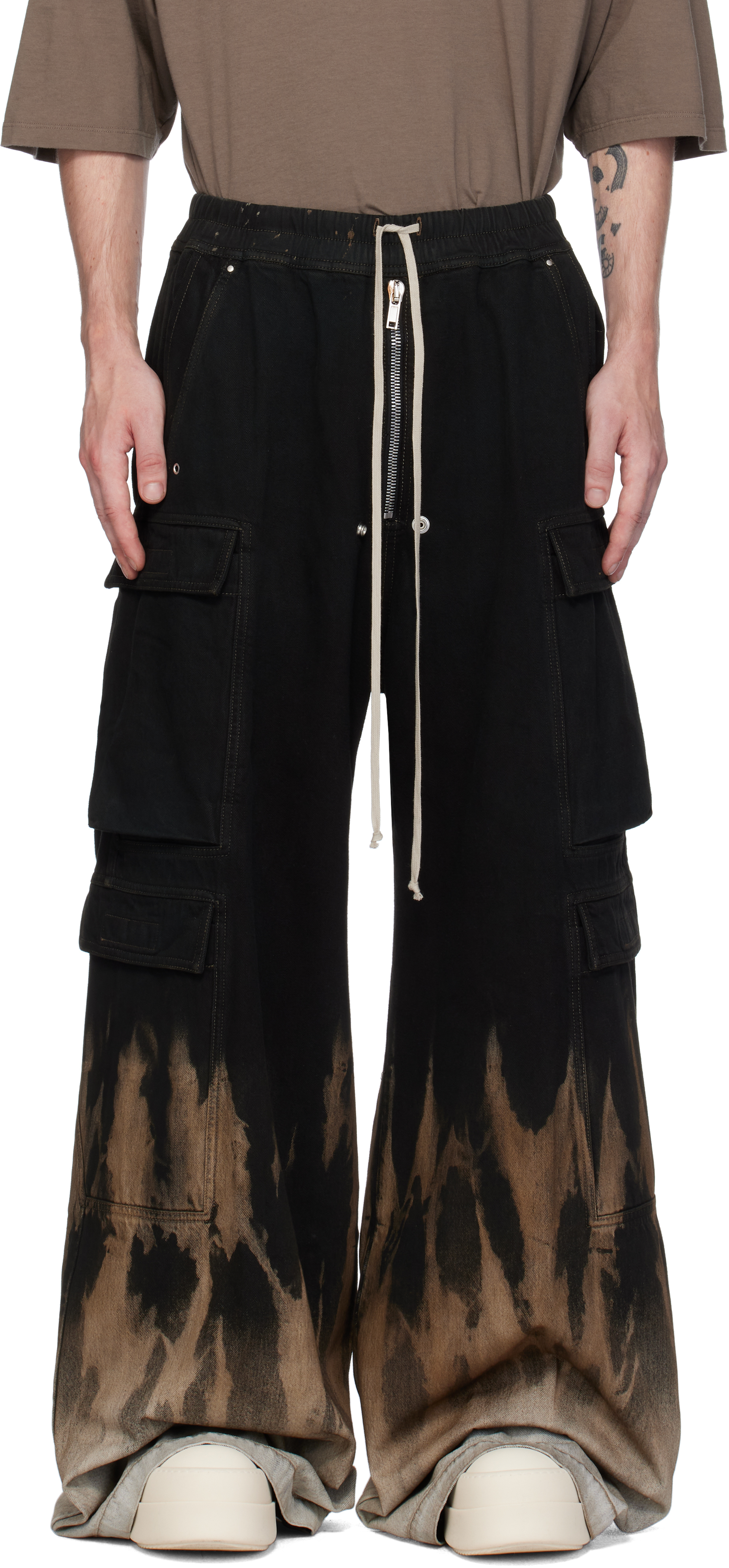 Shop Rick Owens Drkshdw Black Porterville Double Jumbo Belas Cargo Pants In 0983 Black/terra