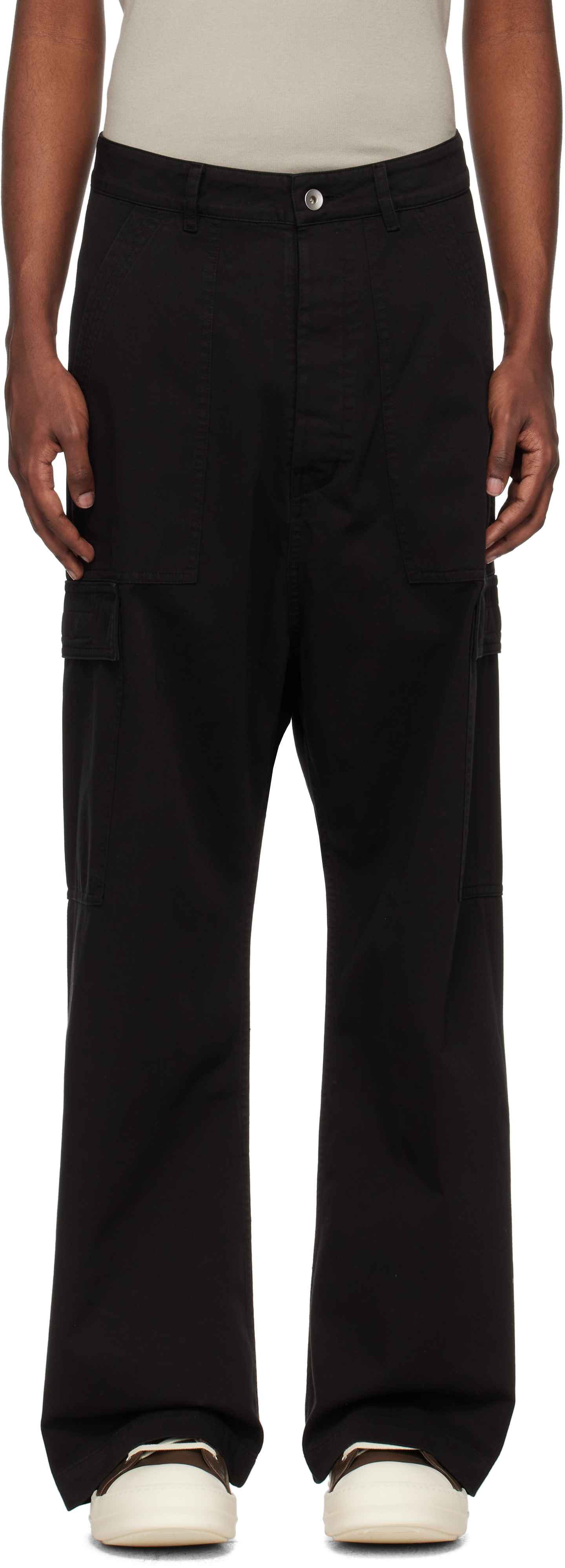 Rick Owens Drkshdw Black Porterville Cotton Twill Cargo Pants In 09 Black