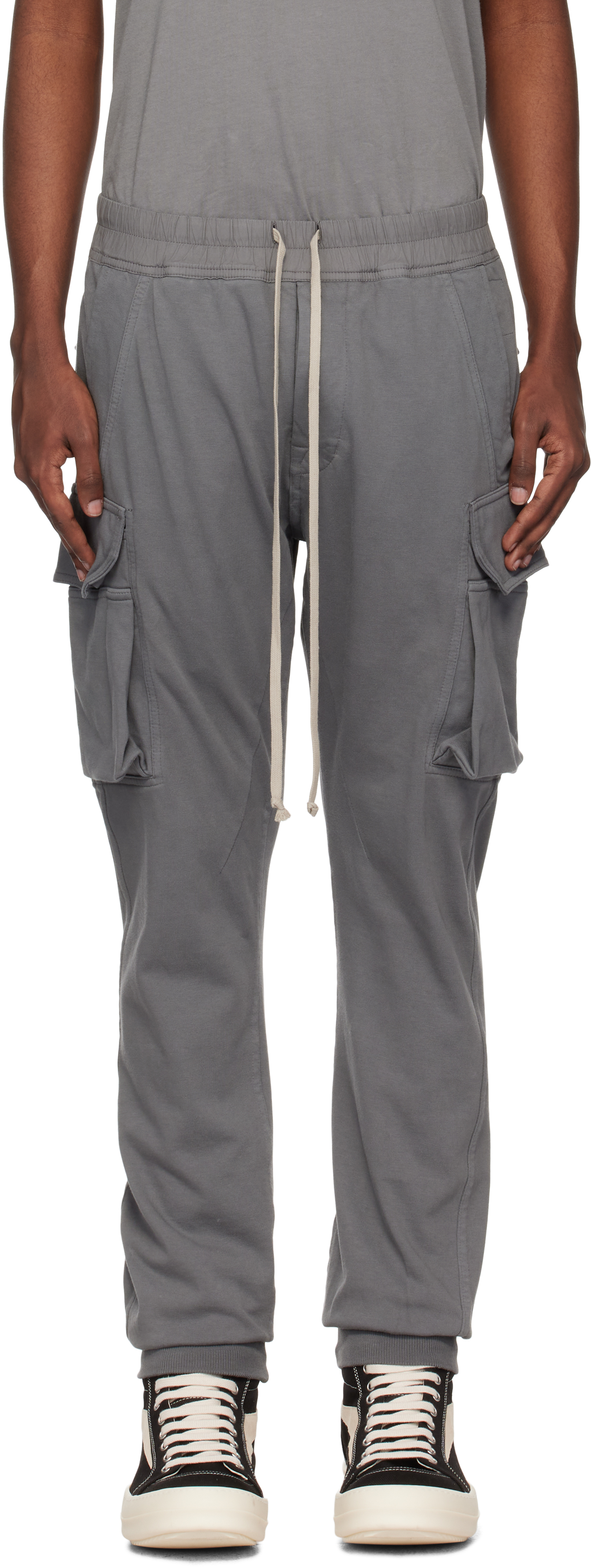 Rick Owens Drkshdw Gray Porterville Mastodon Cut Cargo Pants In 88 Stone