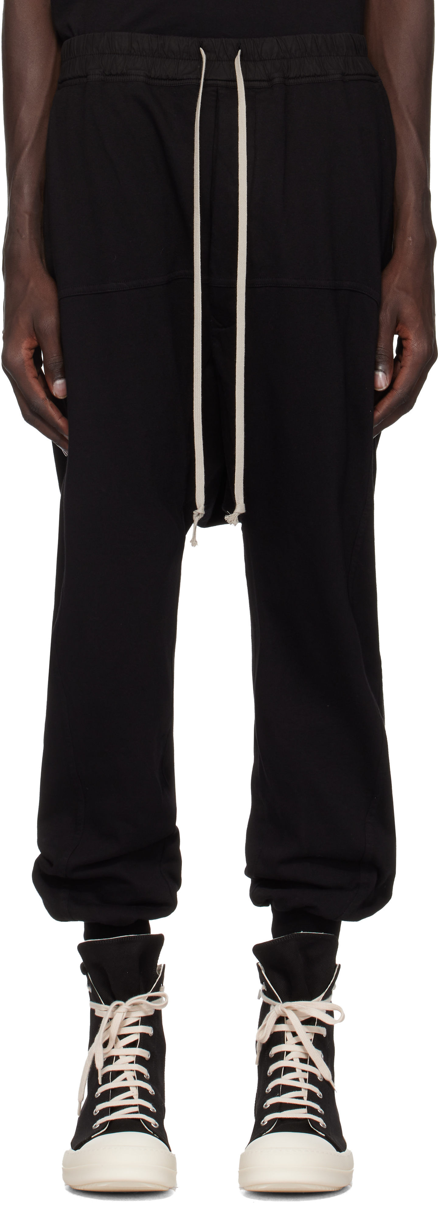 Shop Rick Owens Drkshdw Black Porterville Prisoner Drawstring Sweatpants In 09 Black