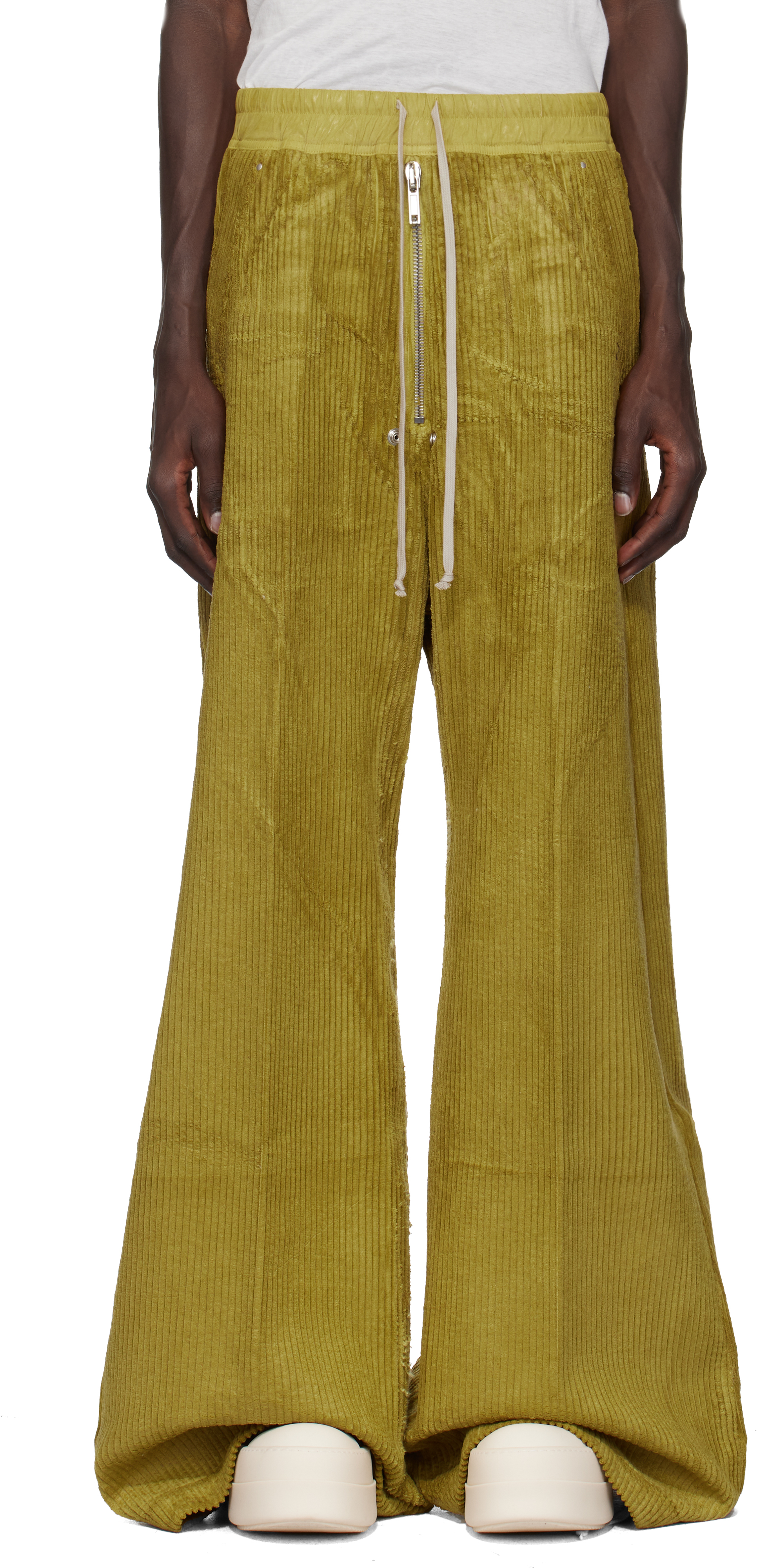 Shop Rick Owens Drkshdw Yellow Porterville Geth Belas Trousers In 92 Ochre