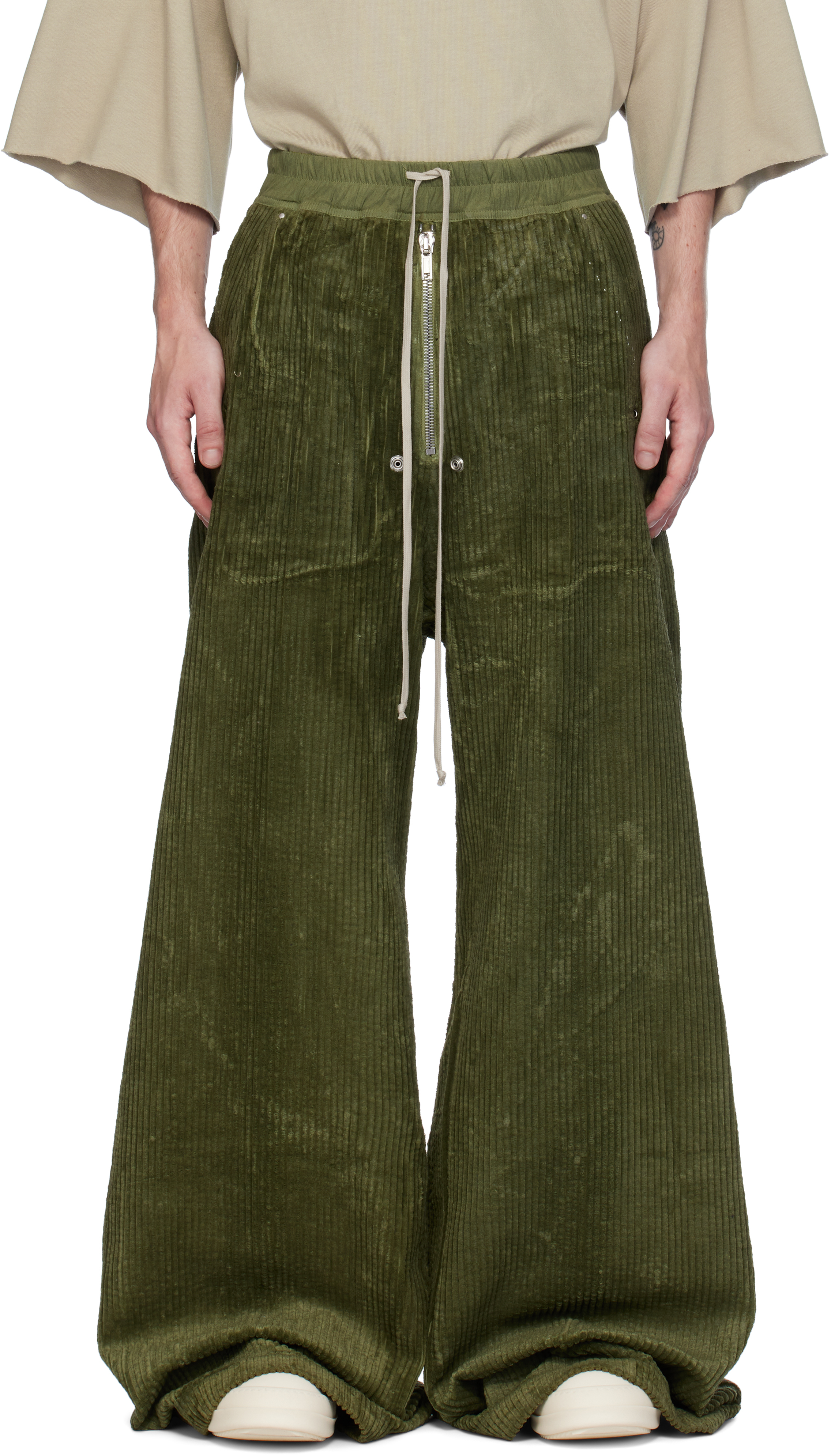 Khaki Porterville Geth Belas Trousers by Rick Owens DRKSHDW on Sale