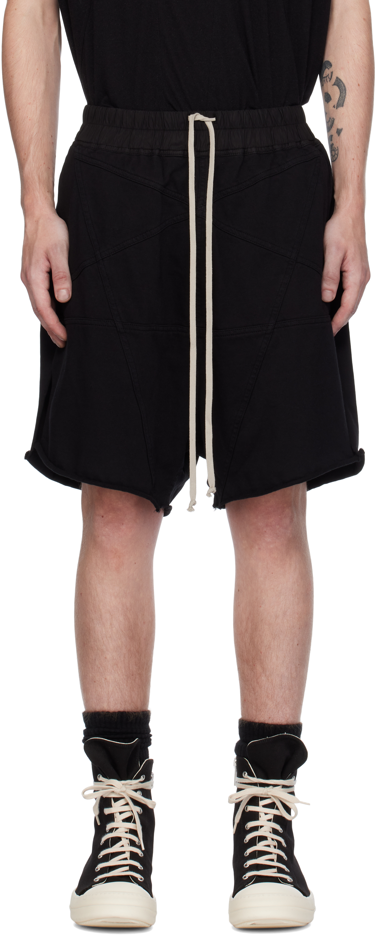 Black Porterville Jersey Trucker Cut Off Shorts