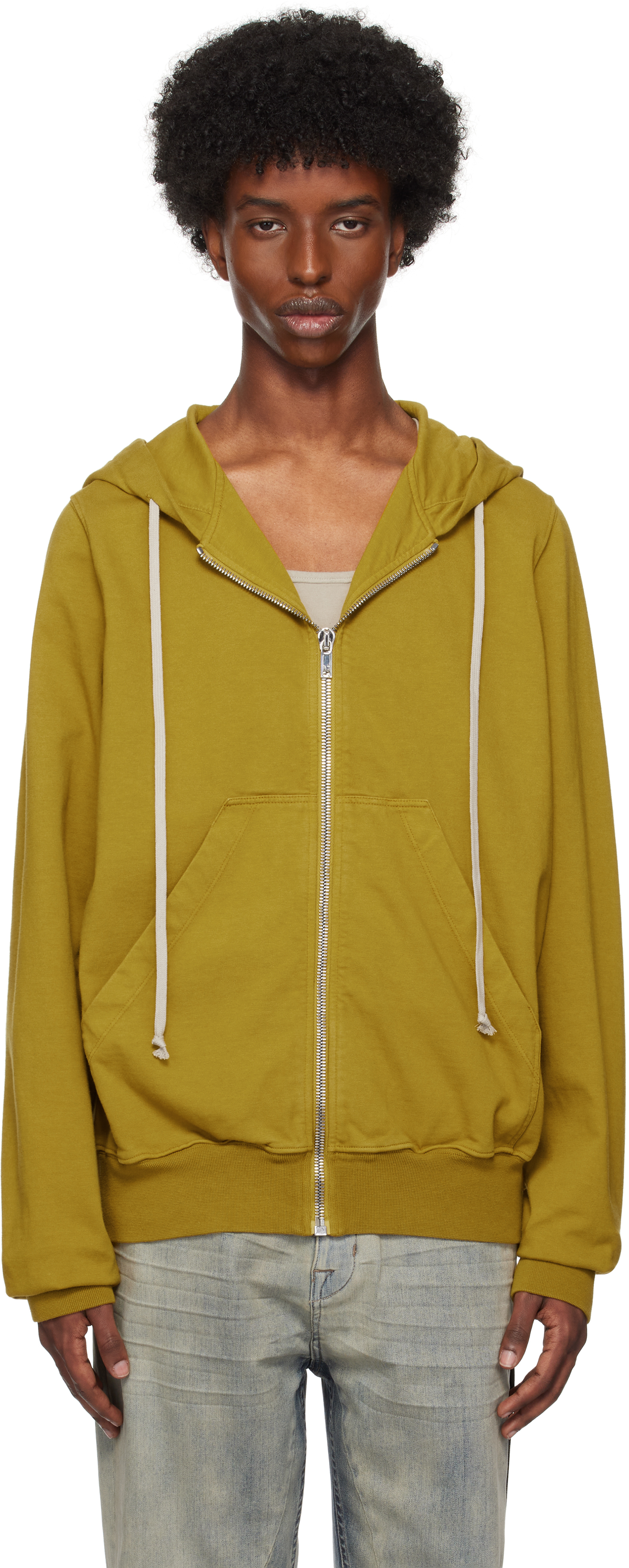 Rick Owens Drkshdw Yellow Porterville Jason Hoodie In 92 Ochre