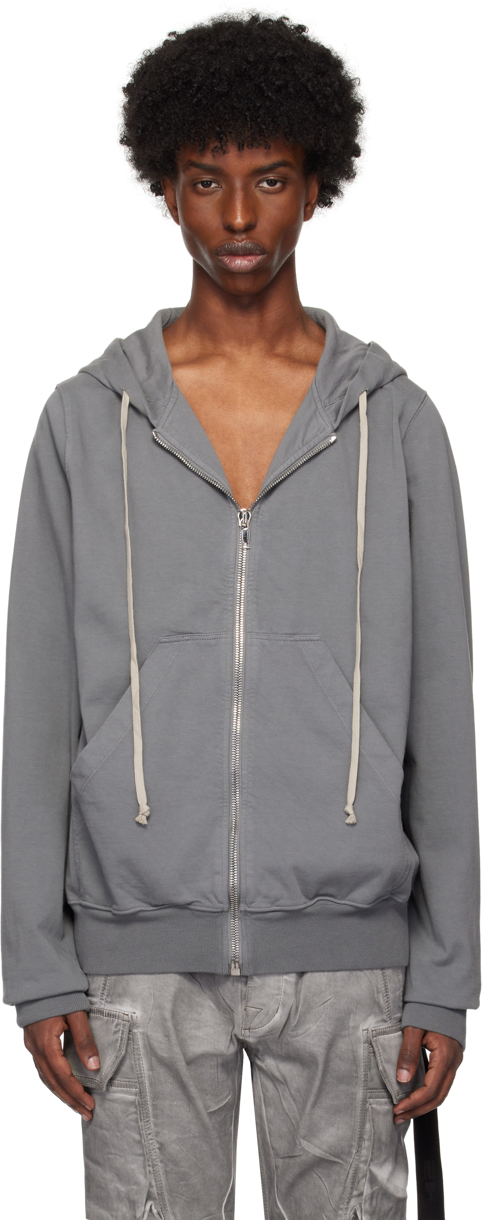 Rick Owens Drkshdw Gray Porterville Jason Hoodie In 88 Stone