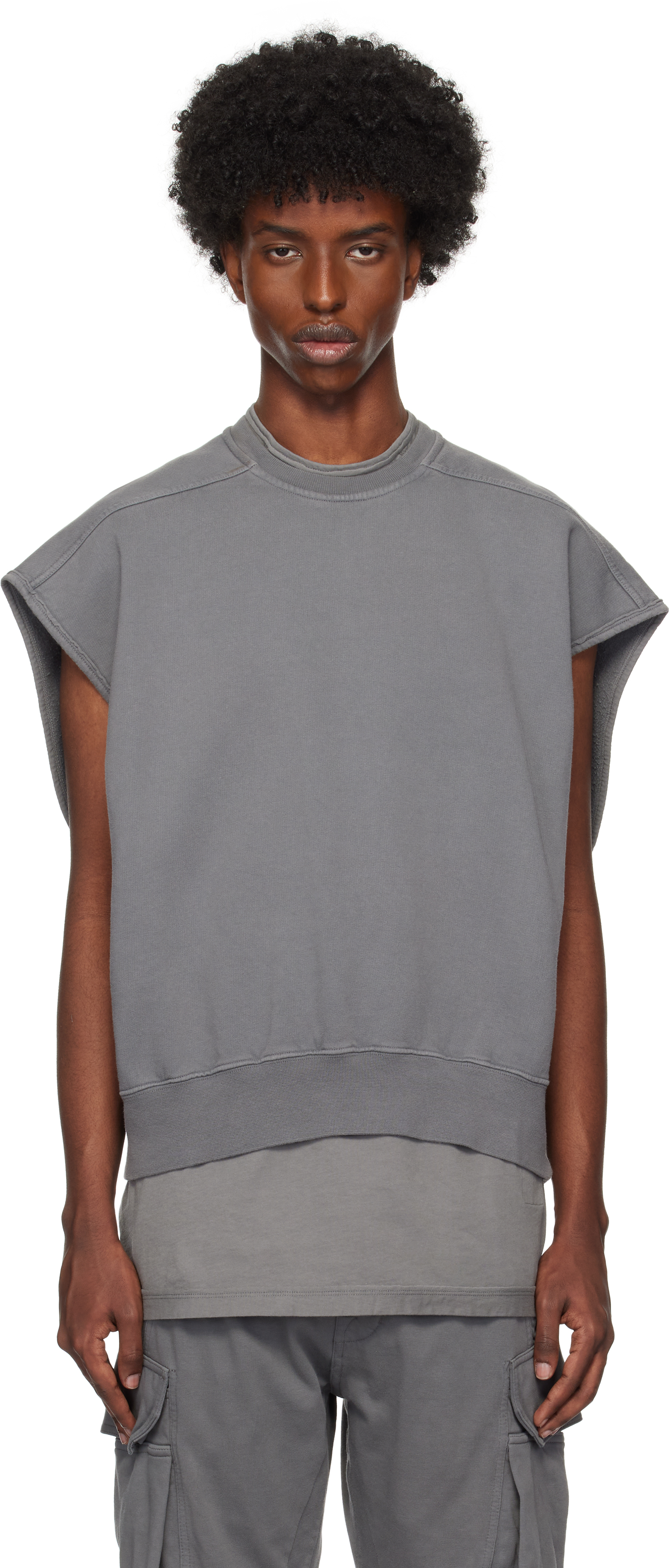 Rick Owens Drkshdw Gray Porterville Jumbo Tatlin Sweatshirt In 88 Stone