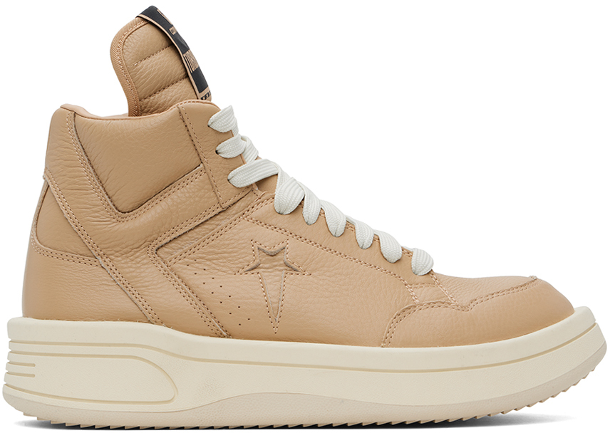 Shop Rick Owens Drkshdw Tan Converse Edition Turbowpn Mid Sneakers In 193 Cave