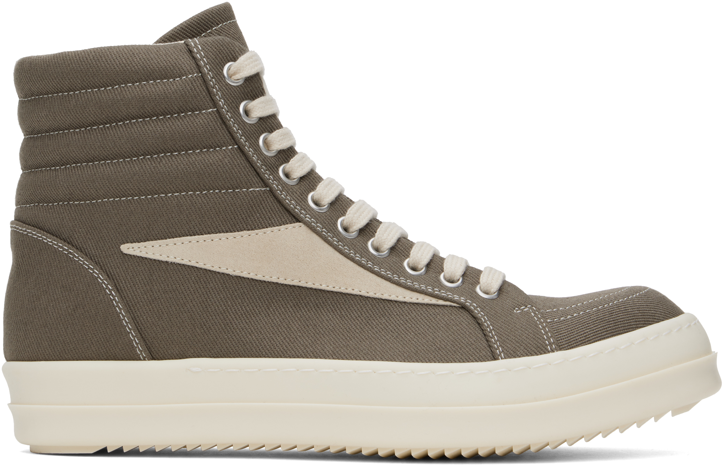 Shop Rick Owens Drkshdw Gray Porterville High Vintage Sneakers In 3411 Dust/milk/milk