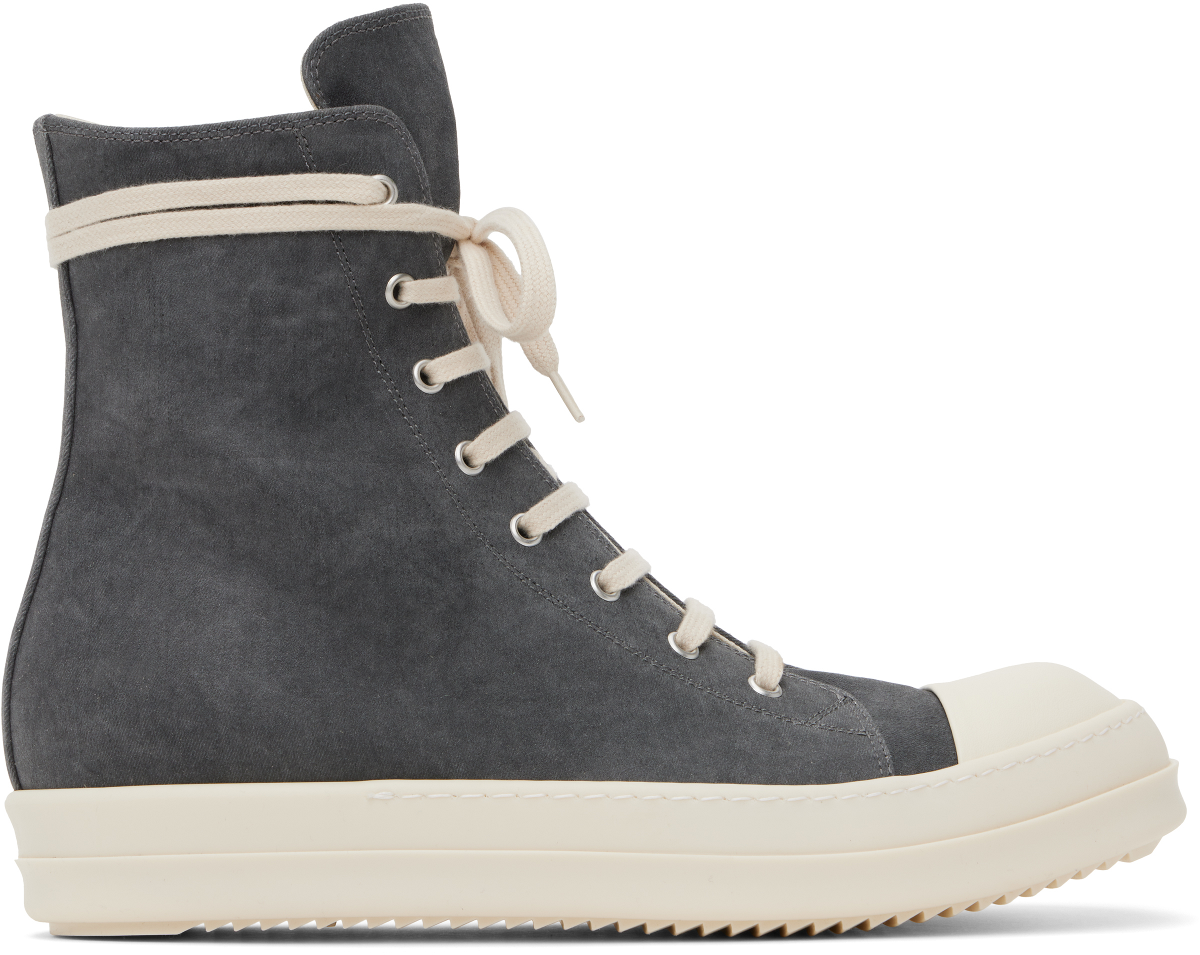 Shop Rick Owens Drkshdw Gray Porterville Cotton Moleskin Sneaks Sneakers In 8811 Stone/milk/milk