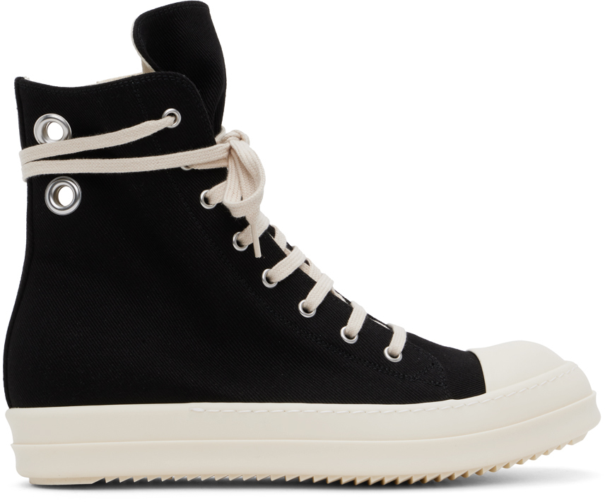 Shop Rick Owens Drkshdw Black Porterville Sneaks Sneakers In 911 Black/milk/milk