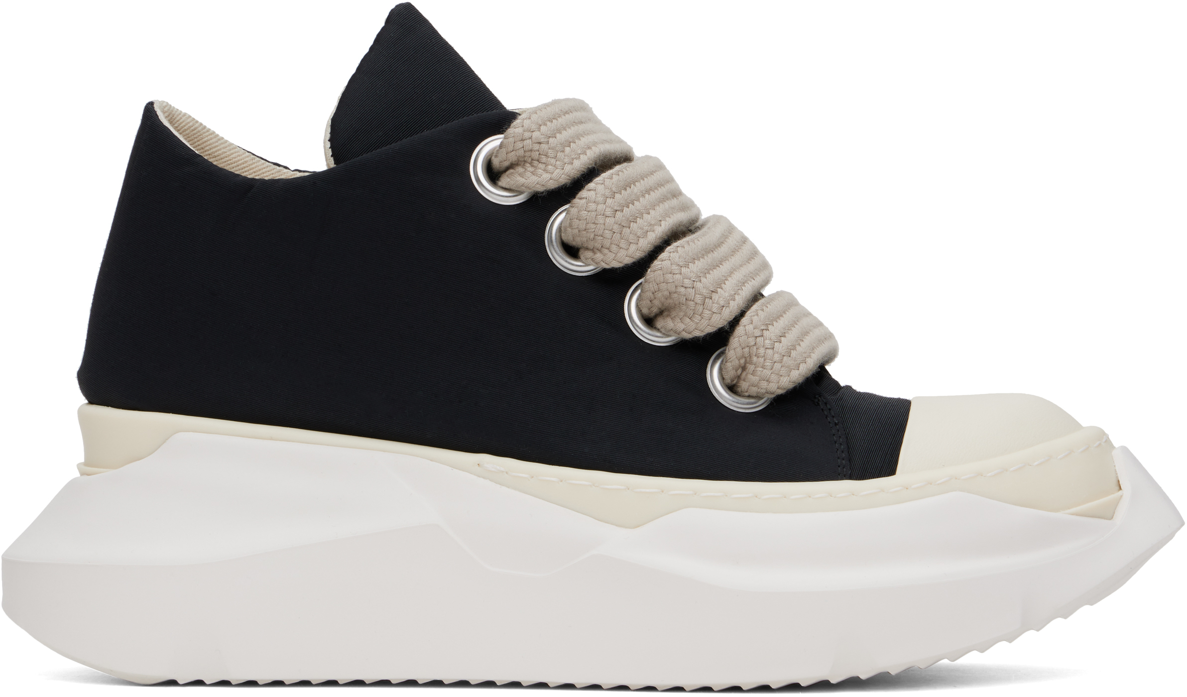 Shop Rick Owens Drkshdw Black Porterville Jumbo Laced Abstract Low Sneakers In 9811 Black/pearl/mil