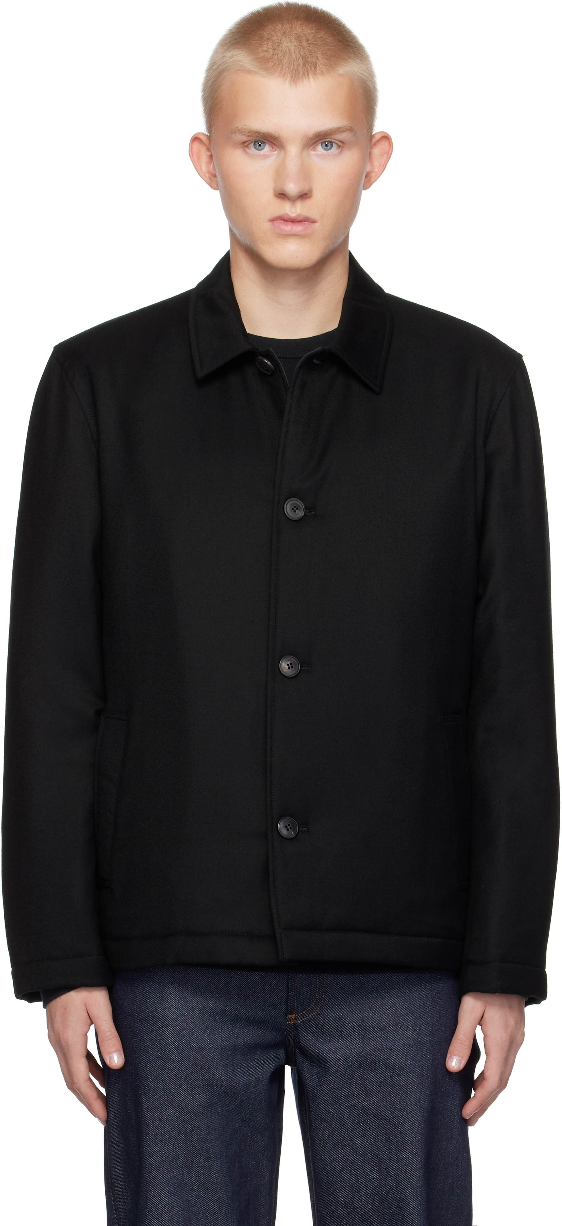 Black Insulated Wool Jacket