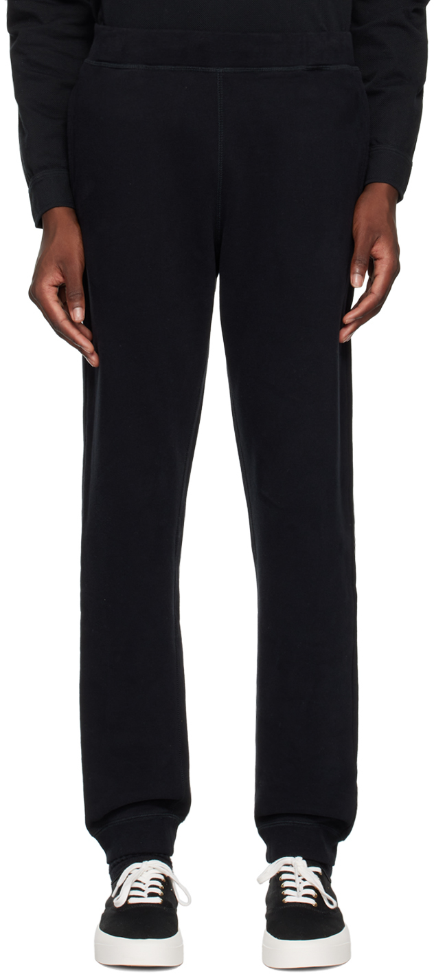 Shop Sunspel Black Loopback Sweatpants