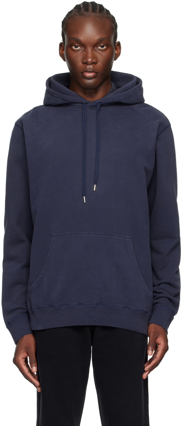 Sunspel: Navy Loopback Hoodie | SSENSE