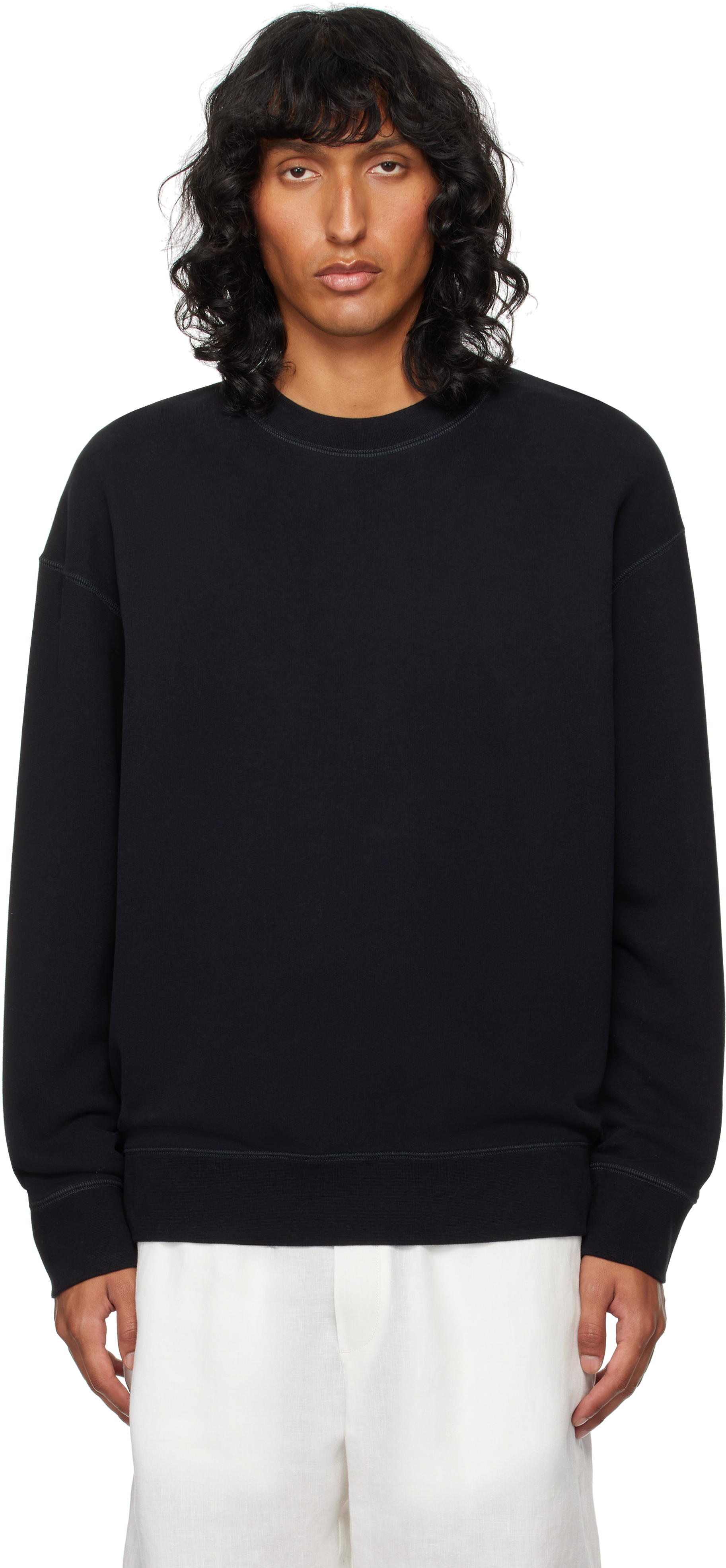 Shop Sunspel Black Oversized Loopback Sweatshirt