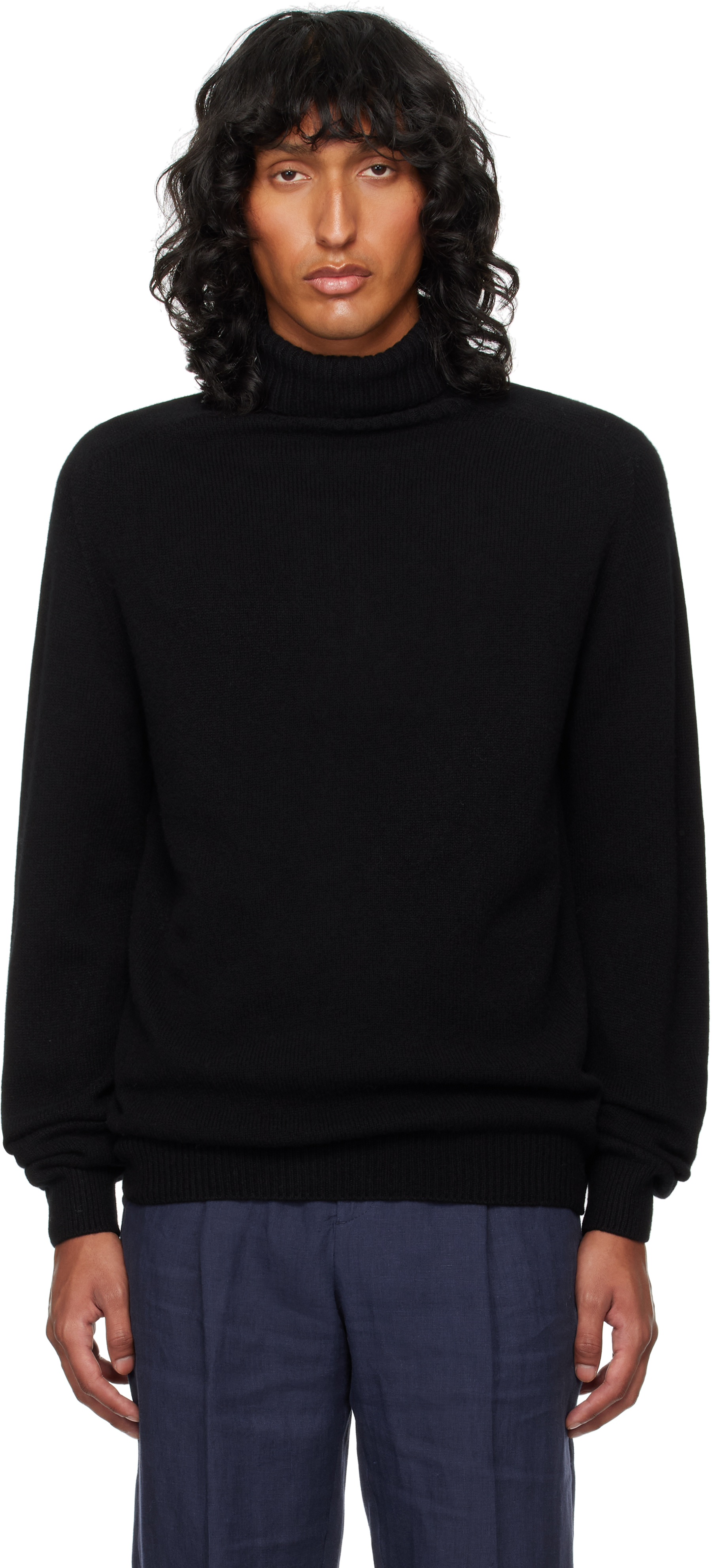 Black Lambswool Roll Neck Turleneck