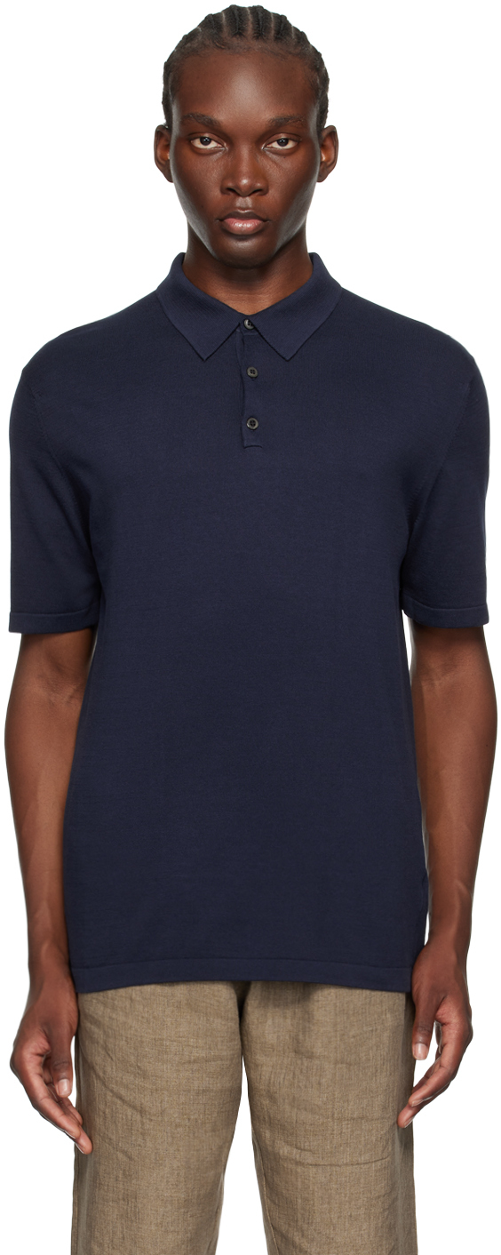 Navy Three-Button Polo