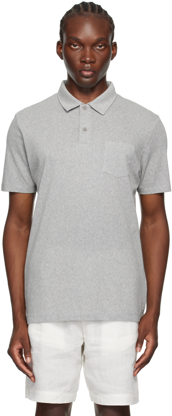 Shop Sunspel Gray Riviera Polo In Grey Melange