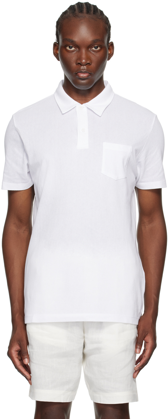 Shop Sunspel White Riviera Polo