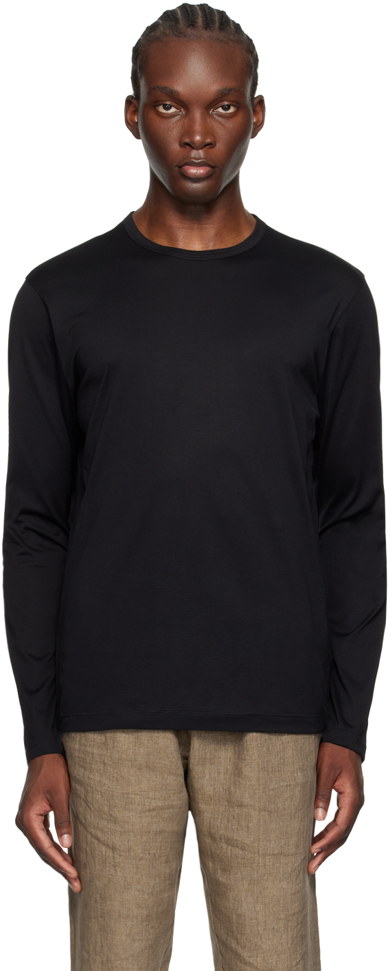春新作の Black Classic Long Sleeve T-Shirt by Sunspel on Sale トップス