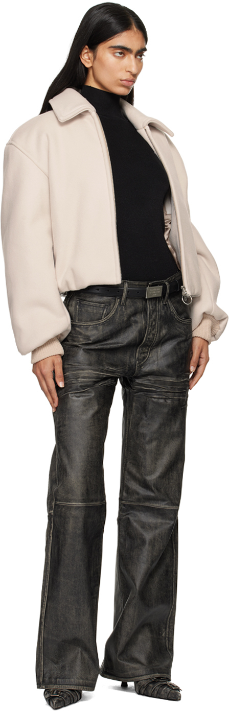 ACNE STUDIOS BLACK ENGRAVED LOGO LEATHER BELT 