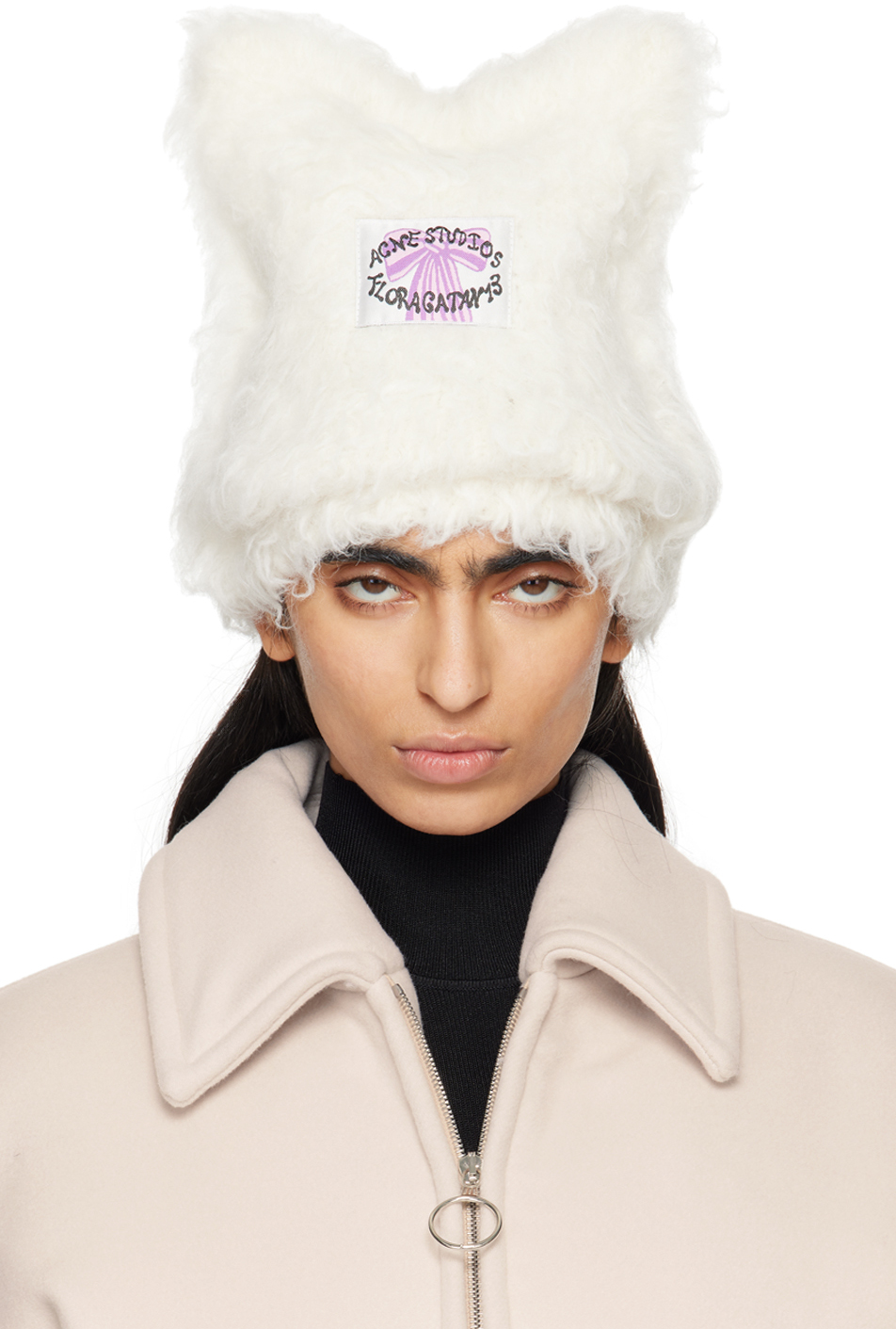 Acne Studios - Fluffy square beanie - White